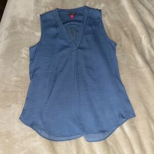 Vince Camuto petite medium ocean Blue Sleeveless v neck Blouse
